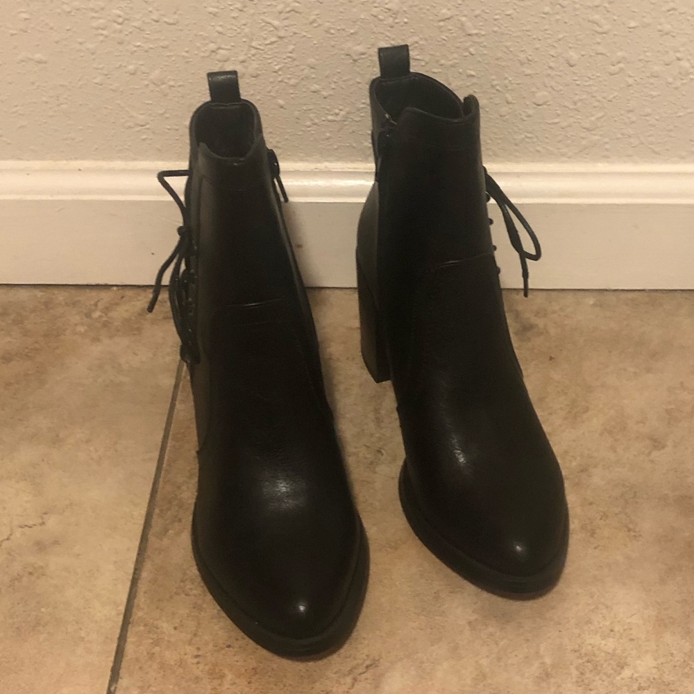Black PU leather heel ankle booties - Picture 6 of 7